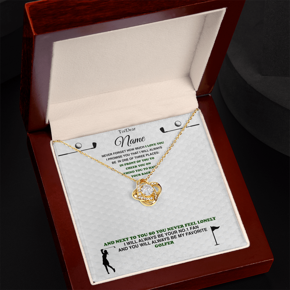 Golf Gift - Love Knot Necklace with Personalized Message Box - Athlete's Gift Shop