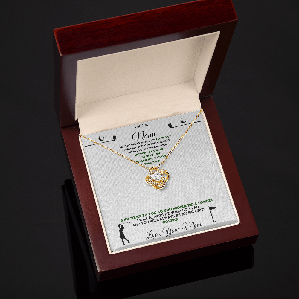 Golf Gift - Love Knot Necklace with Personalized Message Box - Athlete's Gift Shop