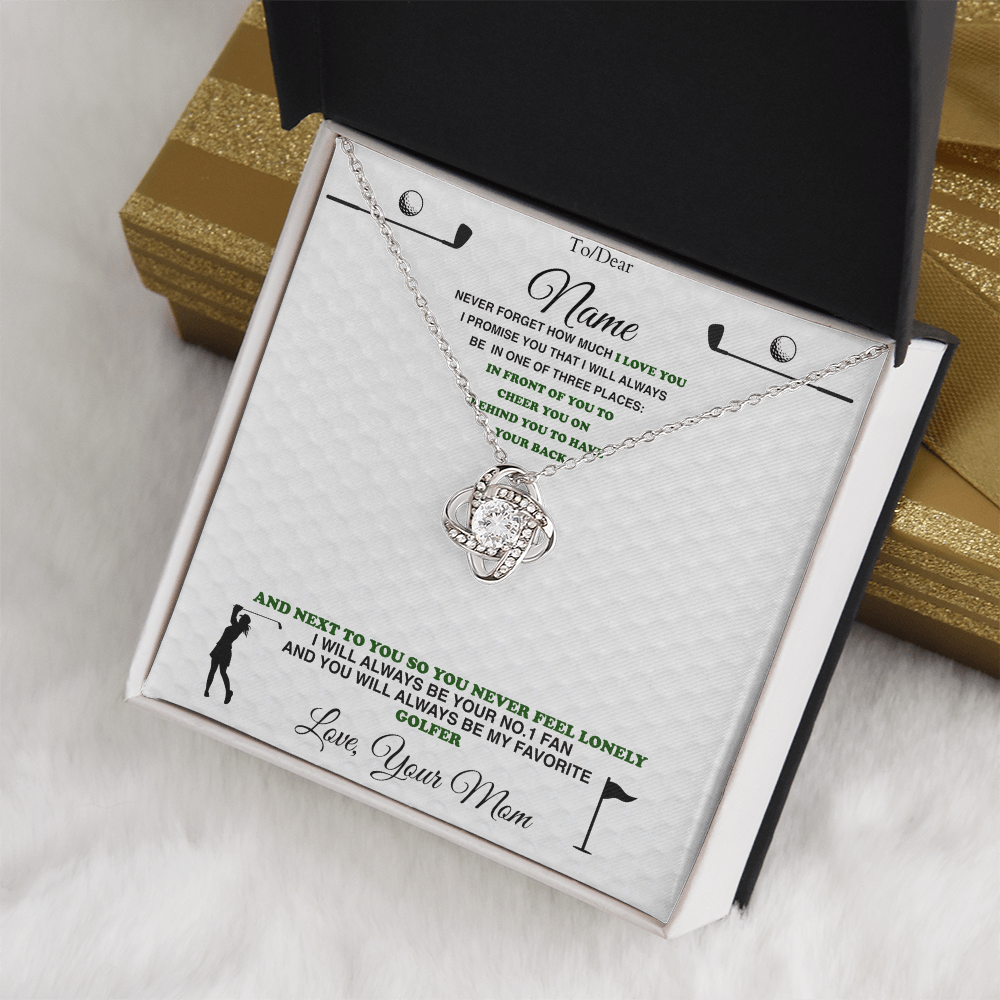 Golf Gift - Love Knot Necklace with Personalized Message Box - Athlete's Gift Shop