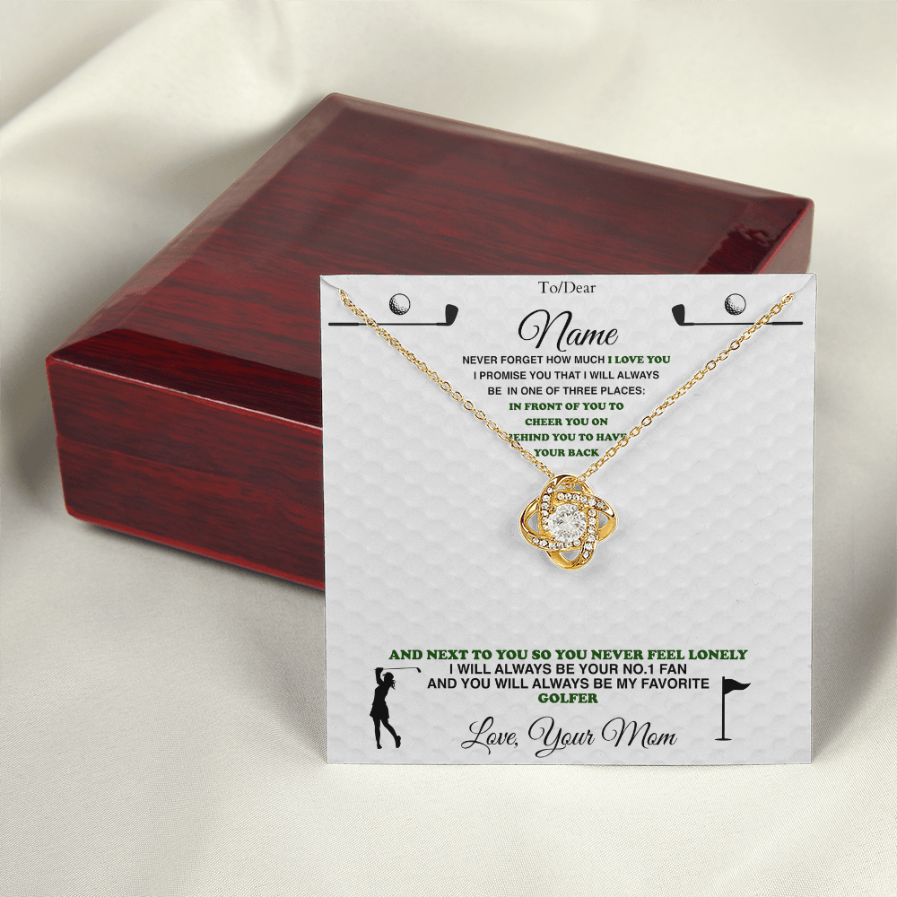 Golf Gift - Love Knot Necklace with Personalized Message Box - Athlete's Gift Shop