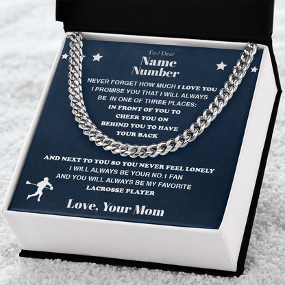 Lacrosse Gift - Cuban Link Necklace with Personalized Message - Athlete's Gift Shop
