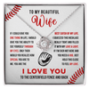 Love Knot Necklace - To My Baseball Wife, Best Catch, (White Card, Black, Red Text) - Athlete's Gift Shop