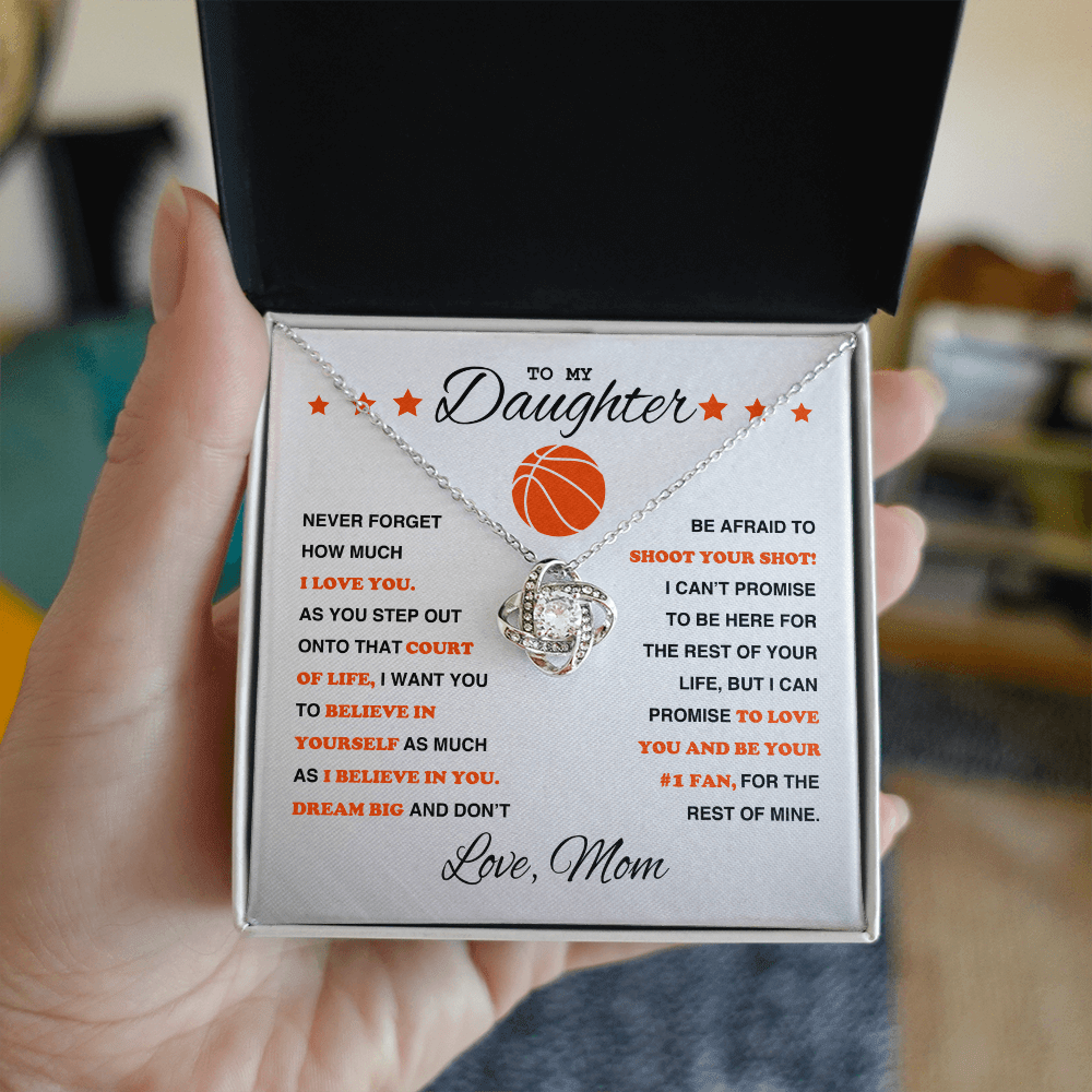 Love Knot Necklace - To My Basketball Daughter, Shoot Your Shot, Love Mom - Athlete's Gift Shop