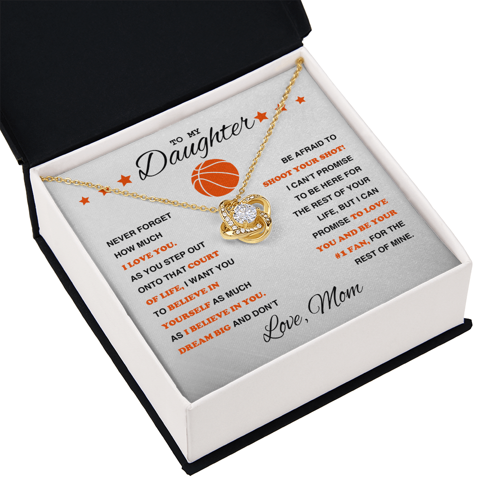 Love Knot Necklace - To My Basketball Daughter, Shoot Your Shot, Love Mom - Athlete's Gift Shop