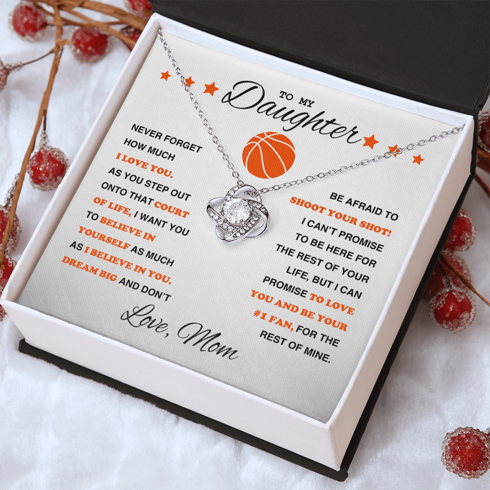 Love Knot Necklace - To My Basketball Daughter, Shoot Your Shot, Love Mom - Athlete's Gift Shop