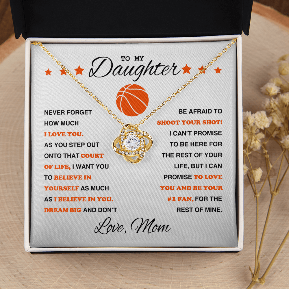 Love Knot Necklace - To My Basketball Daughter, Shoot Your Shot, Love Mom - Athlete's Gift Shop