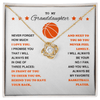 Love Knot Necklace - To My Basketball Granddaughter, Never Forget (white card/orange stars) - Athlete's Gift Shop