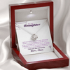 Love Knot Necklace - To My Gymnastics Daughter, Always Be Here, Love Mom (White Card, Purple Text) - Athlete's Gift Shop