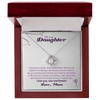 Love Knot Necklace - To My Gymnastics Daughter, Always Be Here, Love Mom (White Card, Purple Text) - Athlete's Gift Shop
