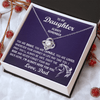 Love Knot Necklace - To My Horseback Riding Daughter, Enjoy the Ride, Love Dad(Purple Card, White Text) - Athlete's Gift Shop