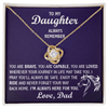 Love Knot Necklace - To My Horseback Riding Daughter, Enjoy the Ride, Love Dad(Purple Card, White Text) - Athlete's Gift Shop