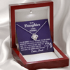 Love Knot Necklace - To My Horseback Riding Daughter, Enjoy the Ride, Love Dad(Purple Card, White Text) - Athlete's Gift Shop