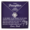 Love Knot Necklace - To My Horseback Riding Daughter, Enjoy the Ride, Love Dad(Purple Card, White Text) - Athlete's Gift Shop