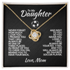 Love Knot Necklace - To My Soccer Daughter, 1 Fan, Love Mom (Black Card, White Text) - Athlete's Gift Shop