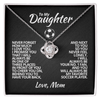 Love Knot Necklace - To My Soccer Daughter, 1 Fan, Love Mom (Black Card, White Text) - Athlete's Gift Shop