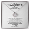 Love Knot Necklace - To My Soccer Daughter, Never Forget, Love Mom (White Card, Black Text) - Athlete's Gift Shop