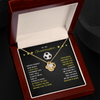 Love Knot Necklace - To My Soccer Granddaughter, Never Forget (Black Card, Yellow Text) - Athlete's Gift Shop