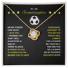 Love Knot Necklace - To My Soccer Granddaughter, Never Forget (Black Card, Yellow Text) - Athlete's Gift Shop