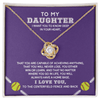 Love Knot Necklace - To My Softball Daughter, Want You to Know (Purple background) - Athlete's Gift Shop