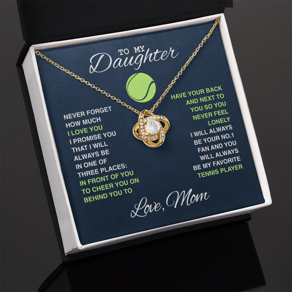 Love Knot Necklace - To My Tennis Daughter, Biggest Fan, Love Mom (Navy) - Athlete's Gift Shop