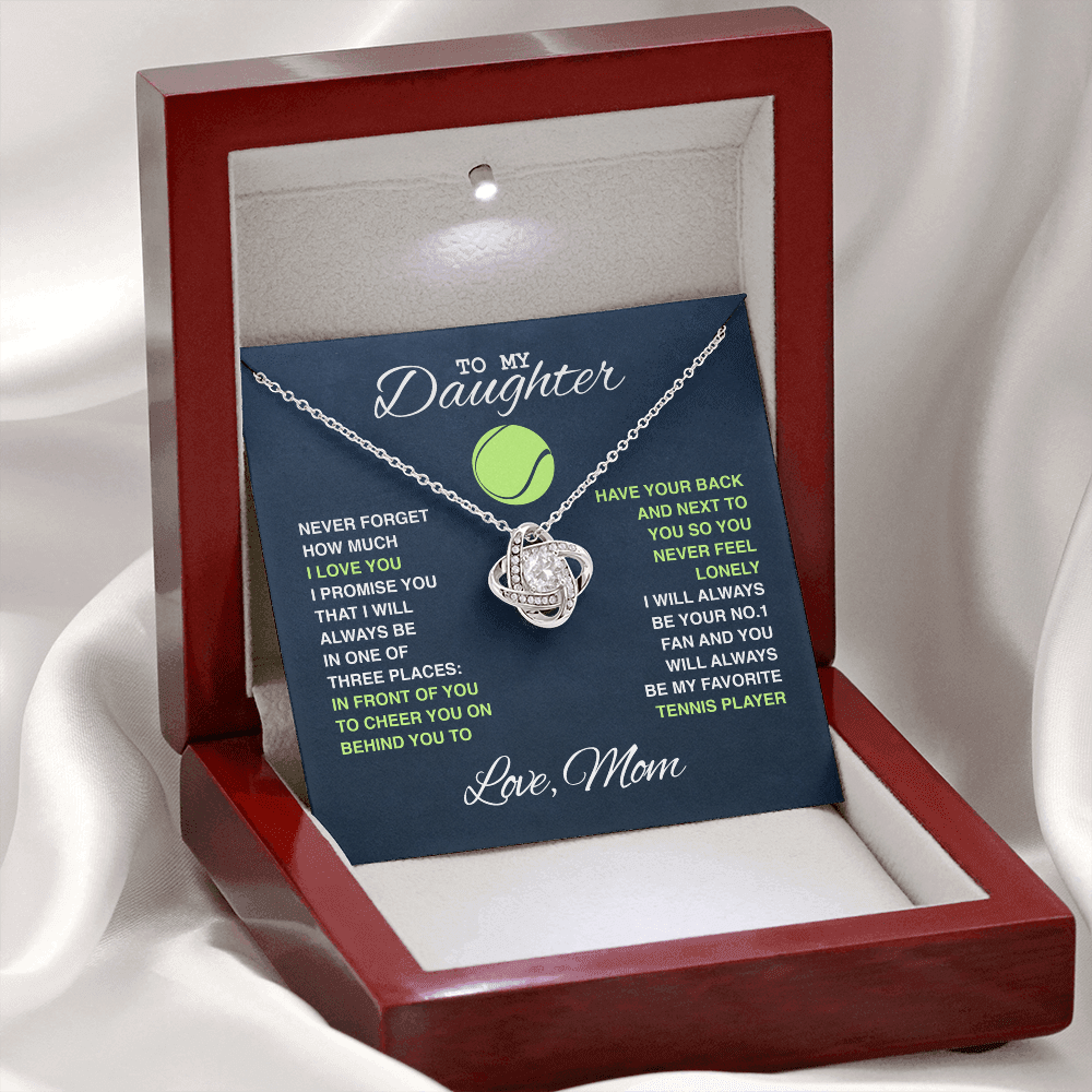 Love Knot Necklace - To My Tennis Daughter, Biggest Fan, Love Mom (Navy) - Athlete's Gift Shop