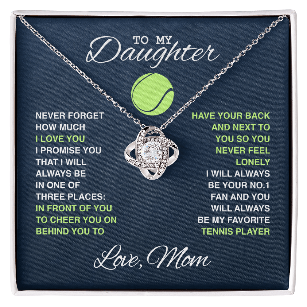 Love Knot Necklace - To My Tennis Daughter, Biggest Fan, Love Mom (Navy) - Athlete's Gift Shop
