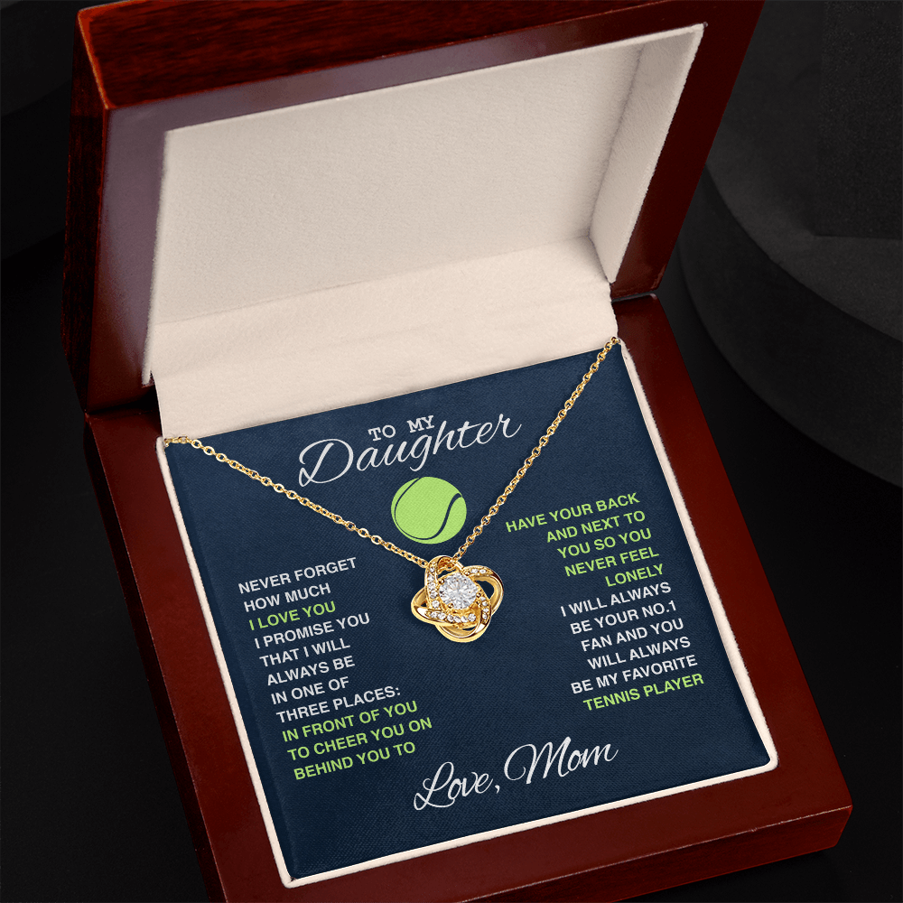 Love Knot Necklace - To My Tennis Daughter, Biggest Fan, Love Mom (Navy) - Athlete's Gift Shop