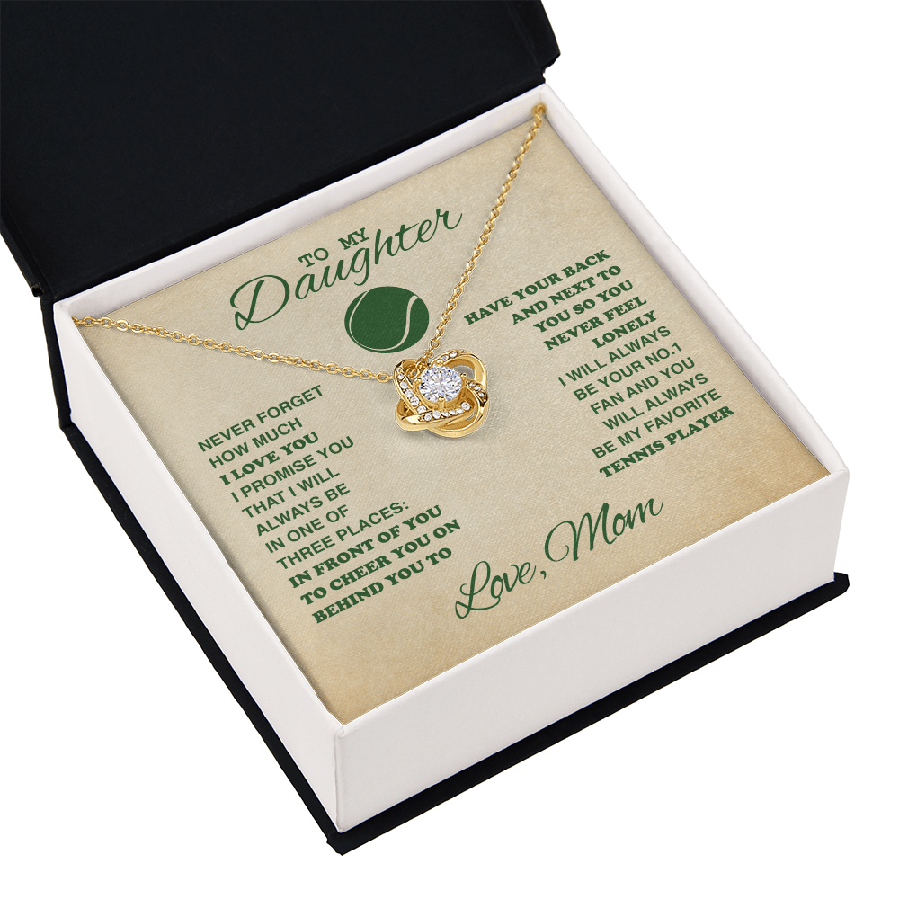 Love Knot Necklace - To My Tennis Daughter, Biggest Fan, Love Mom (Tan) - Athlete's Gift Shop