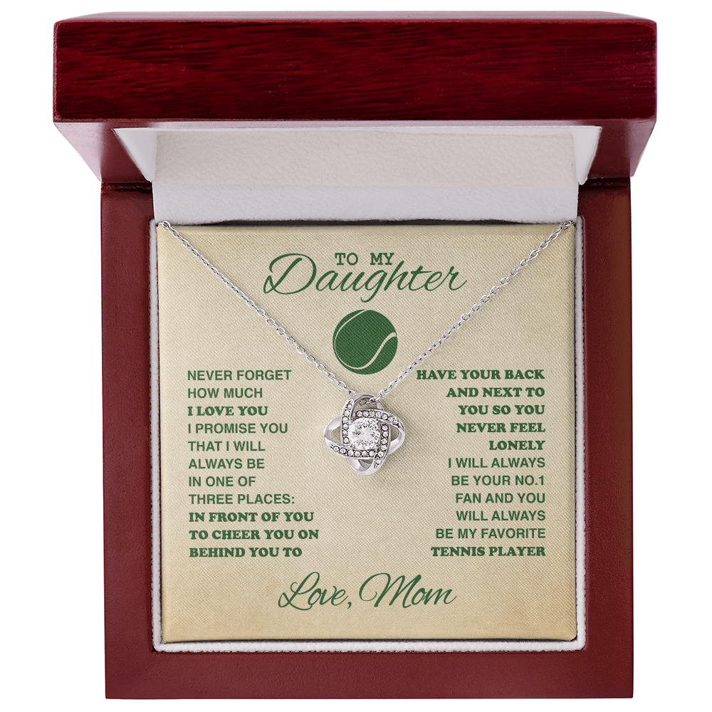 Love Knot Necklace - To My Tennis Daughter, Biggest Fan, Love Mom (Tan) - Athlete's Gift Shop