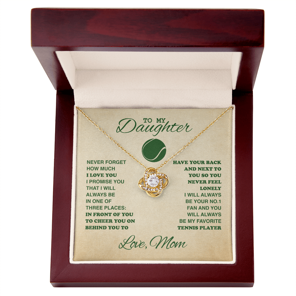 Love Knot Necklace - To My Tennis Daughter, Biggest Fan, Love Mom (Tan) - Athlete's Gift Shop