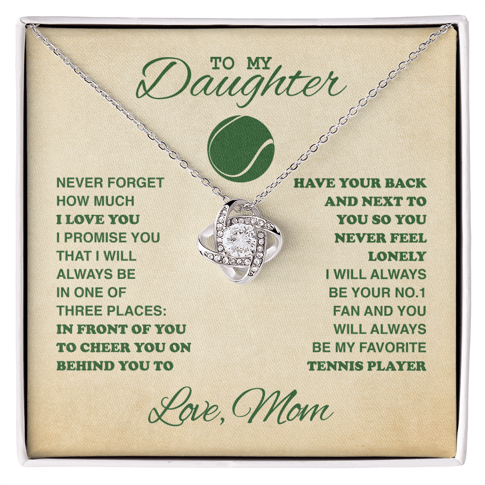 Love Knot Necklace - To My Tennis Daughter, Biggest Fan, Love Mom (Tan) - Athlete's Gift Shop