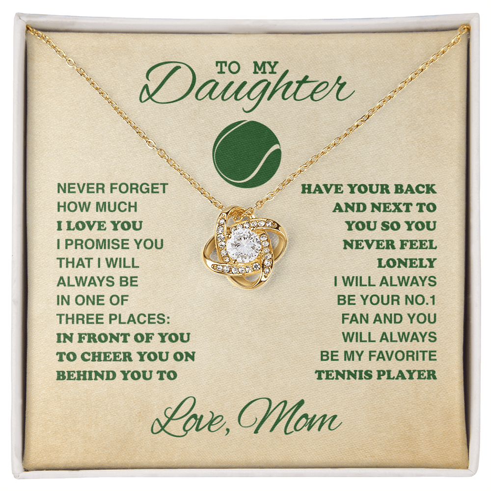 Love Knot Necklace - To My Tennis Daughter, Biggest Fan, Love Mom (Tan) - Athlete's Gift Shop