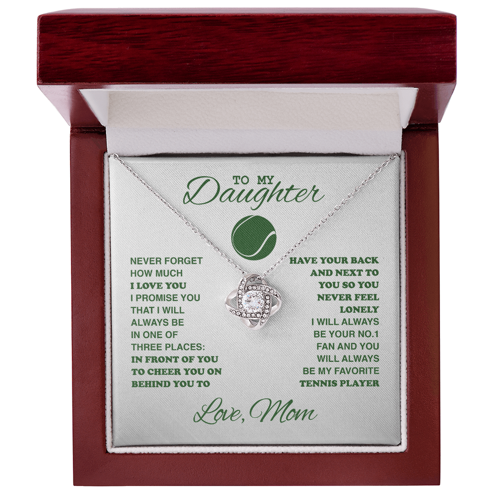 Love Knot Necklace - To My Tennis Daughter, Biggest Fan, Love Mom (White) - Athlete's Gift Shop