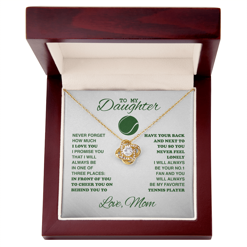 Love Knot Necklace - To My Tennis Daughter, Biggest Fan, Love Mom (White) - Athlete's Gift Shop