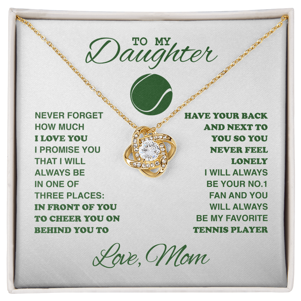 Love Knot Necklace - To My Tennis Daughter, Biggest Fan, Love Mom (White) - Athlete's Gift Shop