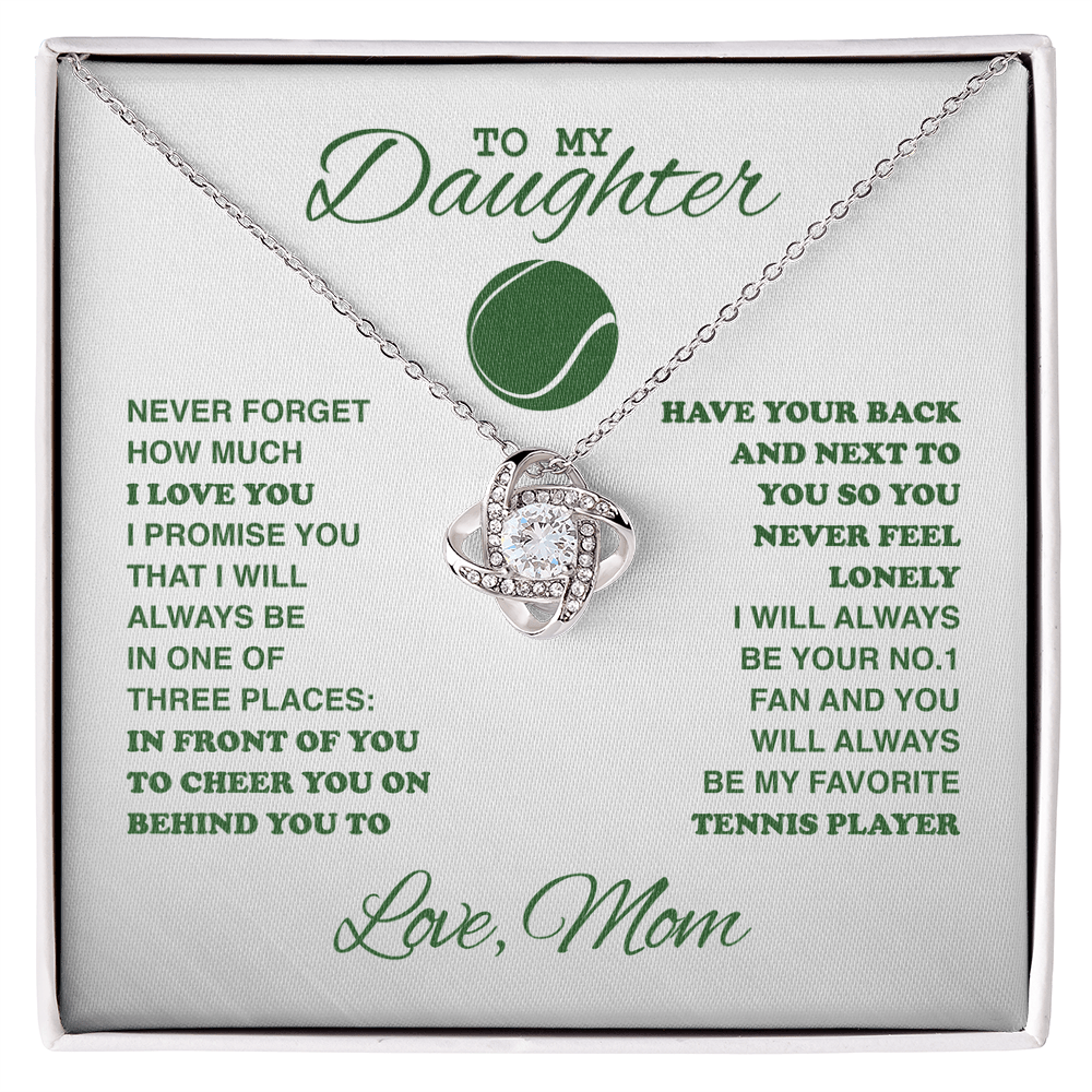 Love Knot Necklace - To My Tennis Daughter, Biggest Fan, Love Mom (White) - Athlete's Gift Shop