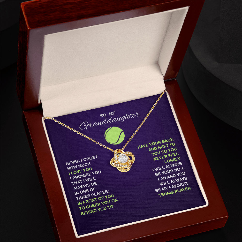 Love Knot Necklace - To My Tennis Granddaughter, Your 1 Fan (Purple) - Athlete's Gift Shop