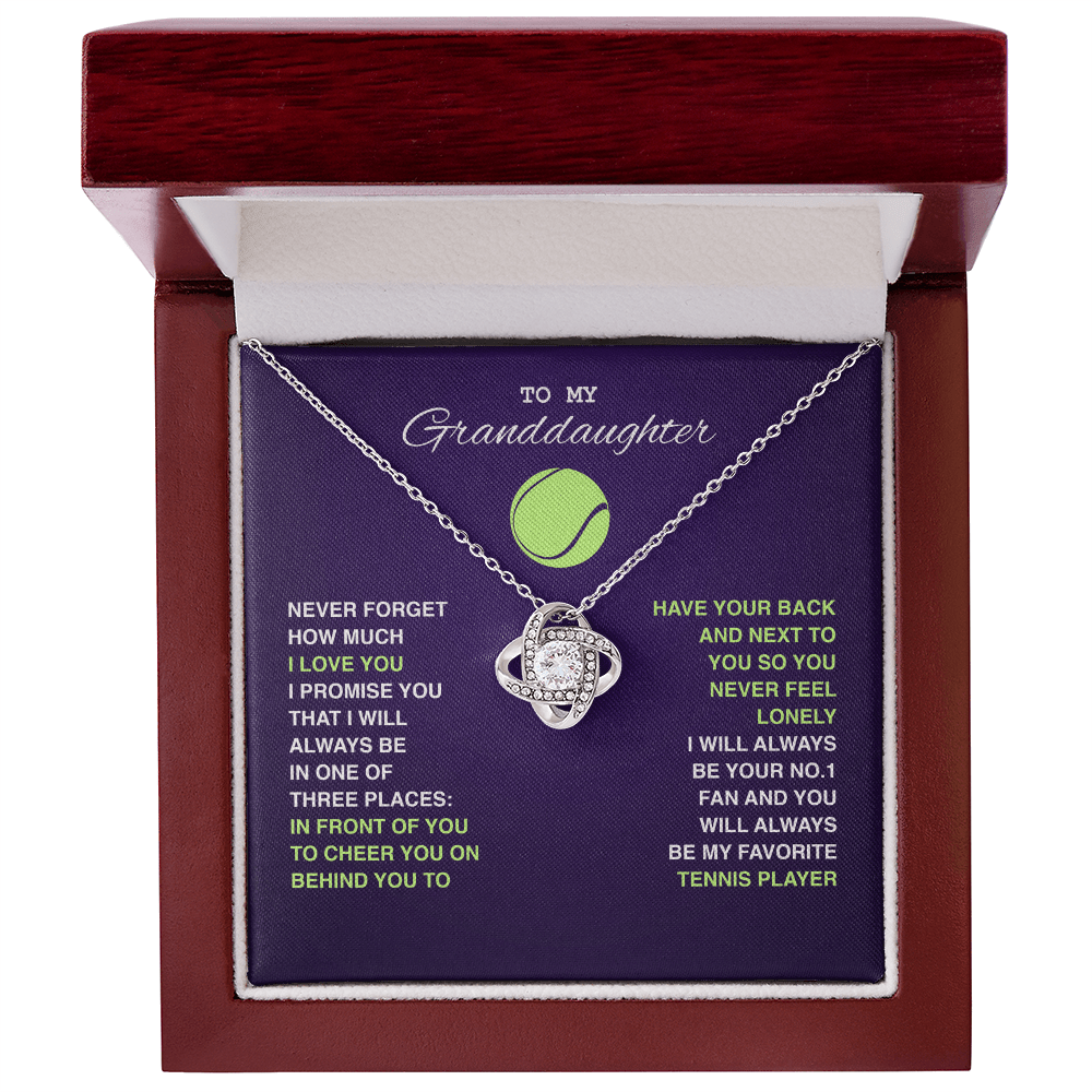 Love Knot Necklace - To My Tennis Granddaughter, Your 1 Fan (Purple) - Athlete's Gift Shop