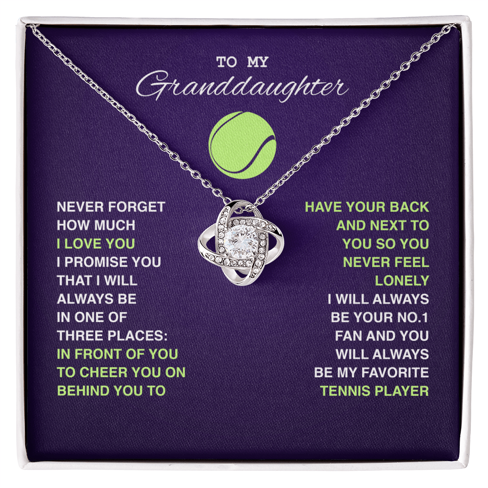 Love Knot Necklace - To My Tennis Granddaughter, Your 1 Fan (Purple) - Athlete's Gift Shop