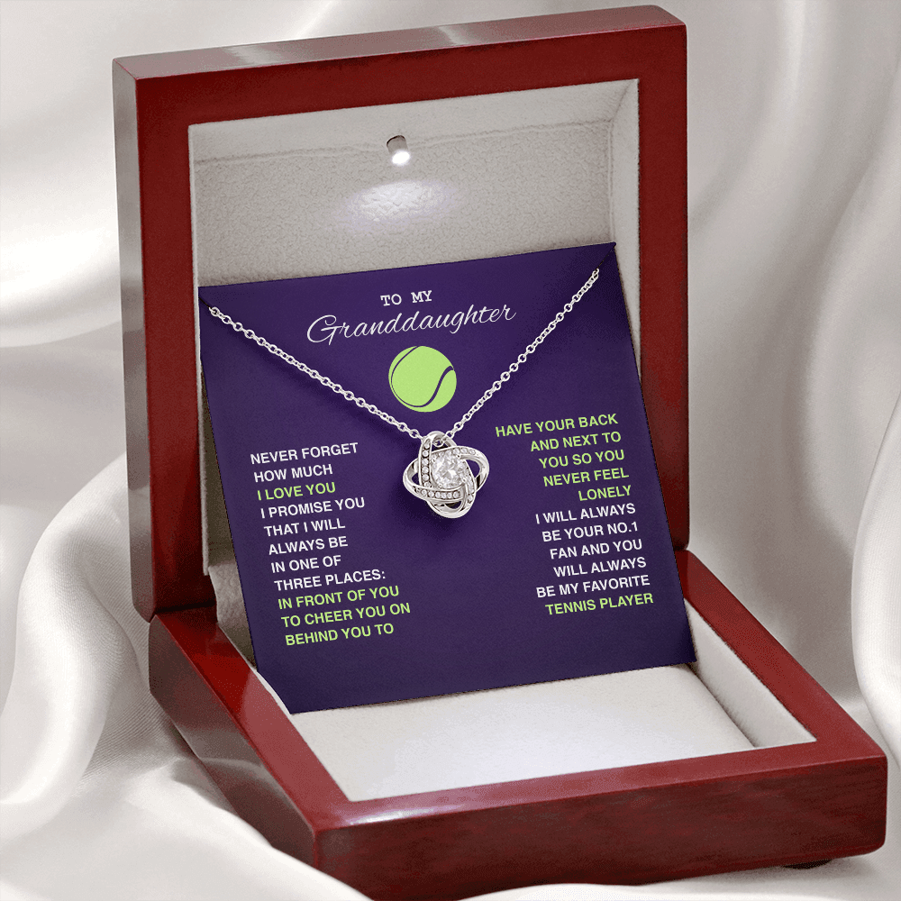 Love Knot Necklace - To My Tennis Granddaughter, Your 1 Fan (Purple) - Athlete's Gift Shop
