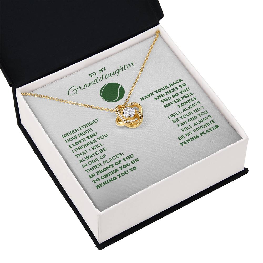 Love Knot Necklace - To My Tennis Granddaughter, Your 1 Fan (White) - Athlete's Gift Shop