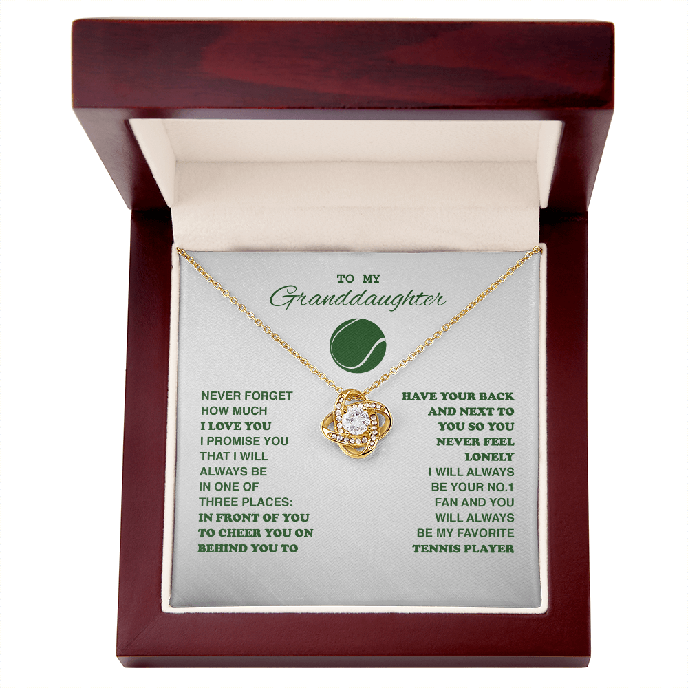 Love Knot Necklace - To My Tennis Granddaughter, Your 1 Fan (White) - Athlete's Gift Shop