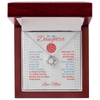 Love Knot Necklace - To My Volleyball Daughter, 1 Fan, Love Mom (White Card, Red, Blue Text) - Athlete's Gift Shop