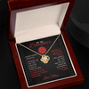 Love Knot Necklace - To my Volleyball Daughter, Never Forget, Love Mom (Black Card, Red White Text) - Athlete's Gift Shop