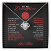 Love Knot Necklace - To my Volleyball Daughter, Never Forget, Love Mom (Black Card, Red White Text) - Athlete's Gift Shop