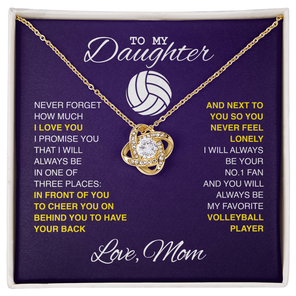Love Knot Necklace - To my Volleyball Daughter, Never Forget, Love Mom (Purple) - Athlete's Gift Shop