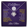Love Knot Necklace - To my Volleyball Daughter, Never Forget, Love Mom (Purple) - Athlete's Gift Shop