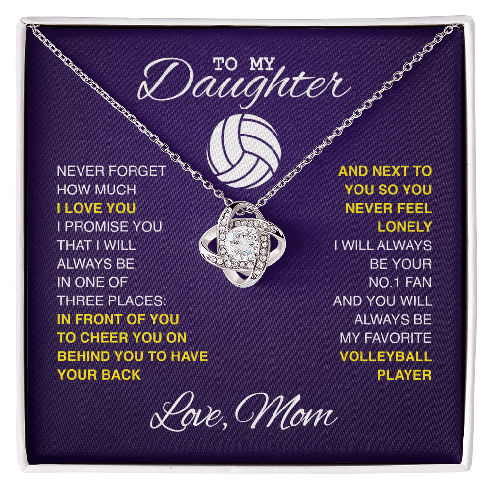 Love Knot Necklace - To my Volleyball Daughter, Never Forget, Love Mom (Purple) - Athlete's Gift Shop