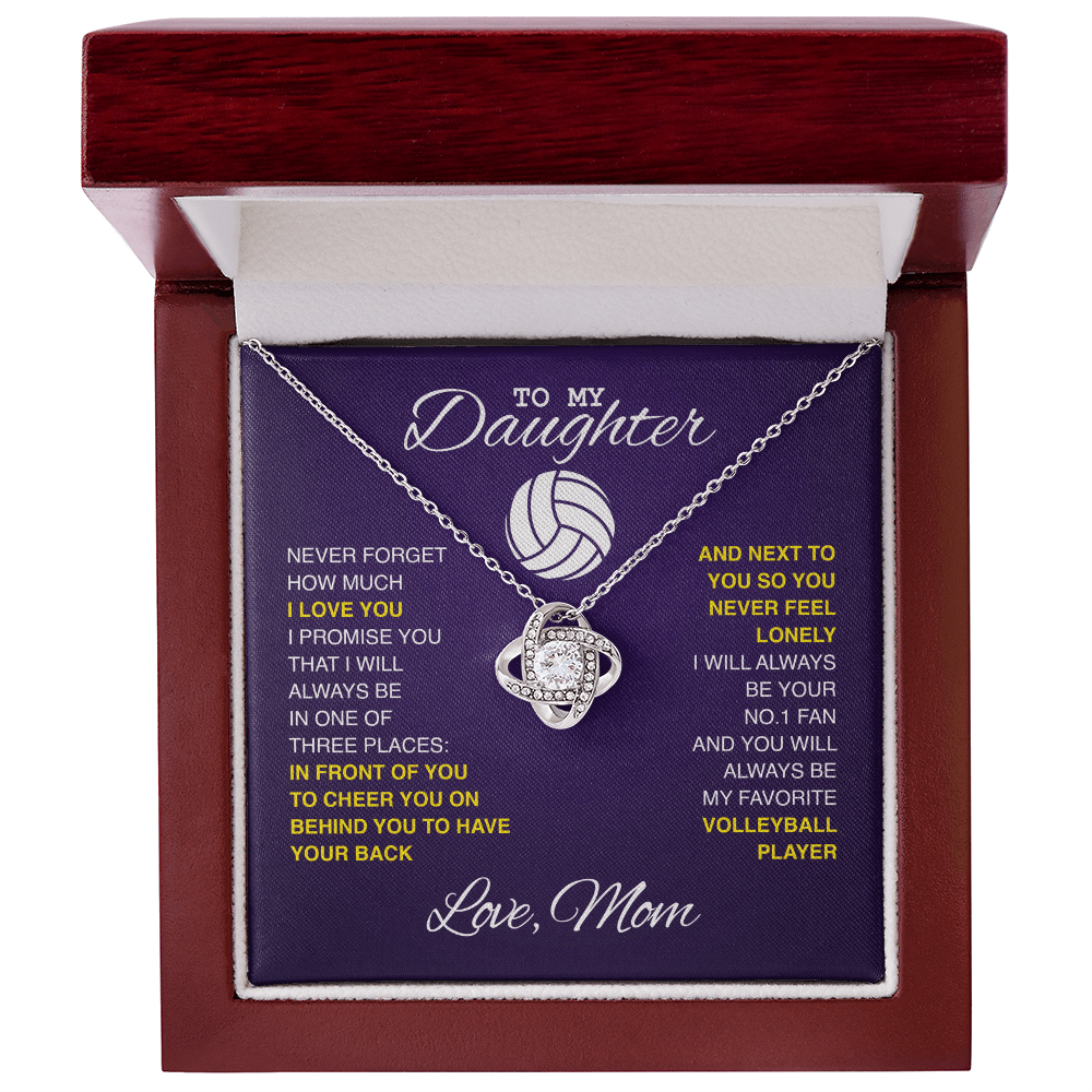 Love Knot Necklace - To my Volleyball Daughter, Never Forget, Love Mom (Purple) - Athlete's Gift Shop