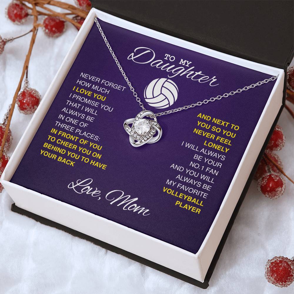 Love Knot Necklace - To my Volleyball Daughter, Never Forget, Love Mom (Purple) - Athlete's Gift Shop